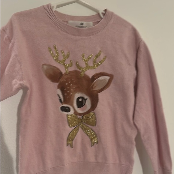 H&M Pink Sweater with Reindeer Design - Picture 2 of 7